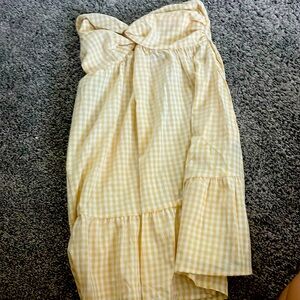 light yellow strapless sundress